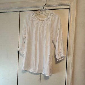 NWOT! Chico's White Smocked Neck Blouse - Size 1